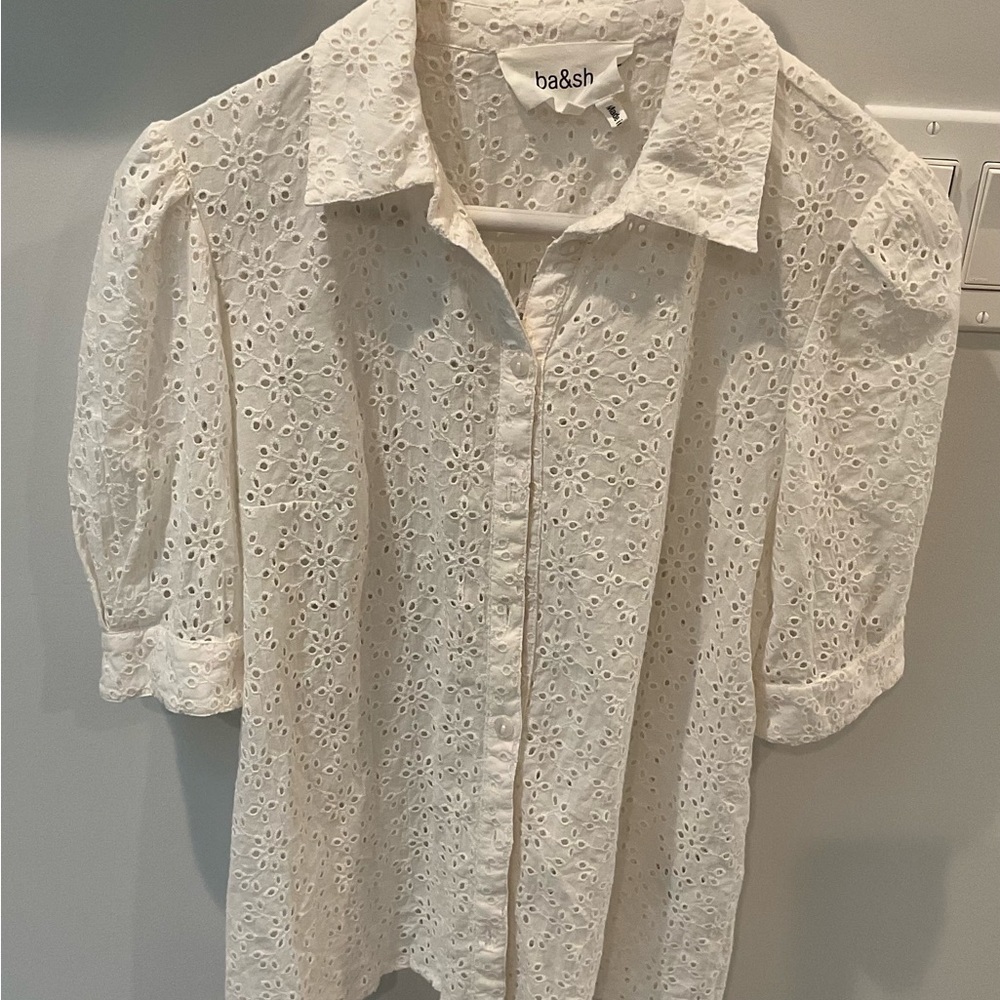 Ba&sh Sparro Eyelet Button Down Top, XS